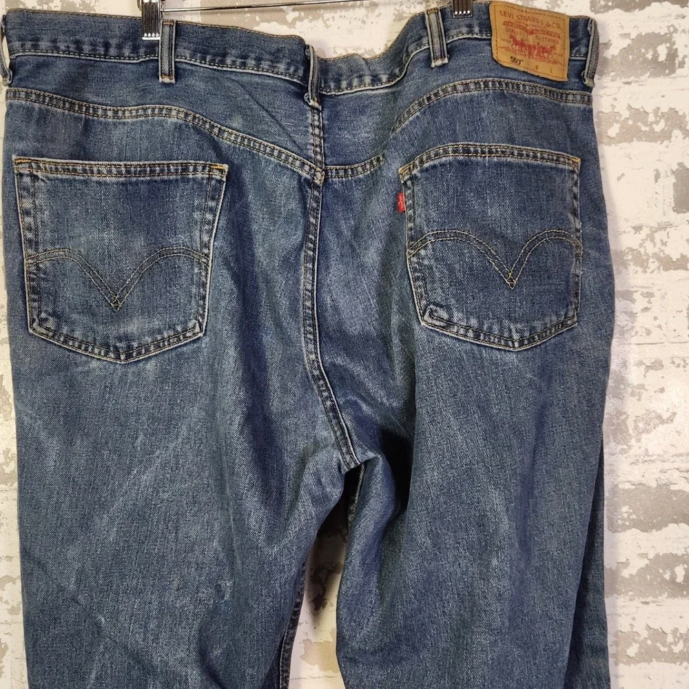 Levi's 550 Relaxed Fit Straight Blue Denim Jeans Men Big & Tall 46x30 Light Wash